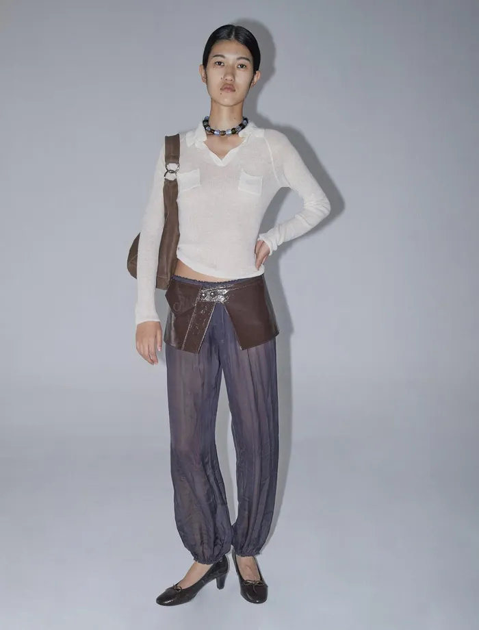 Paloma Wool PAULINABrown Mini Skirtstyle Leather Belt With Pockets Women Belts