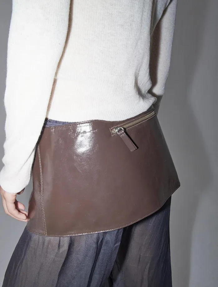 Paloma Wool PAULINABrown Mini Skirtstyle Leather Belt With Pockets Women Belts