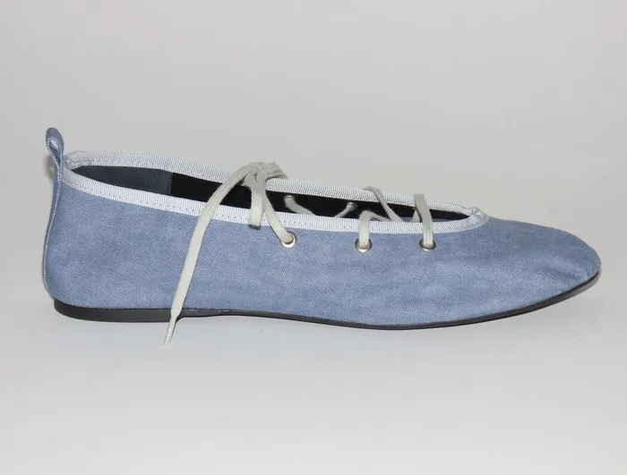 Paloma Wool PINASoft Blue Laceup Leather Ballerina Women Shoes