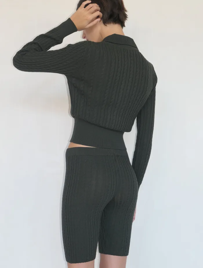 Paloma Wool QUINOAKhaki Knitted Braided Short Pants Women Bottoms