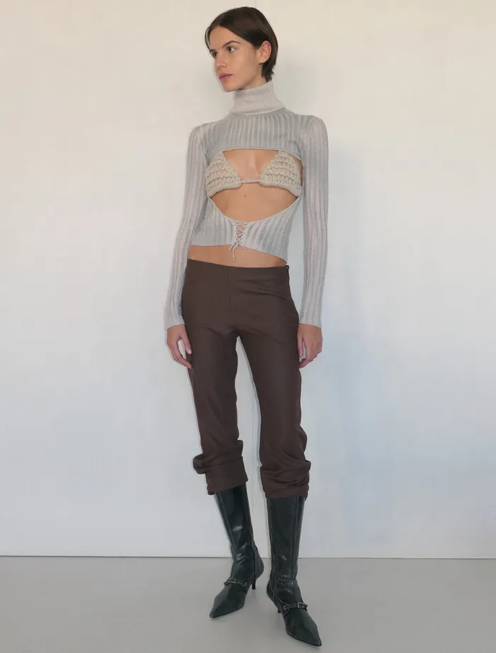 Paloma Wool RALFGrey Longsleeved Knitted Top With Draped Neck And Open Back Women Tops