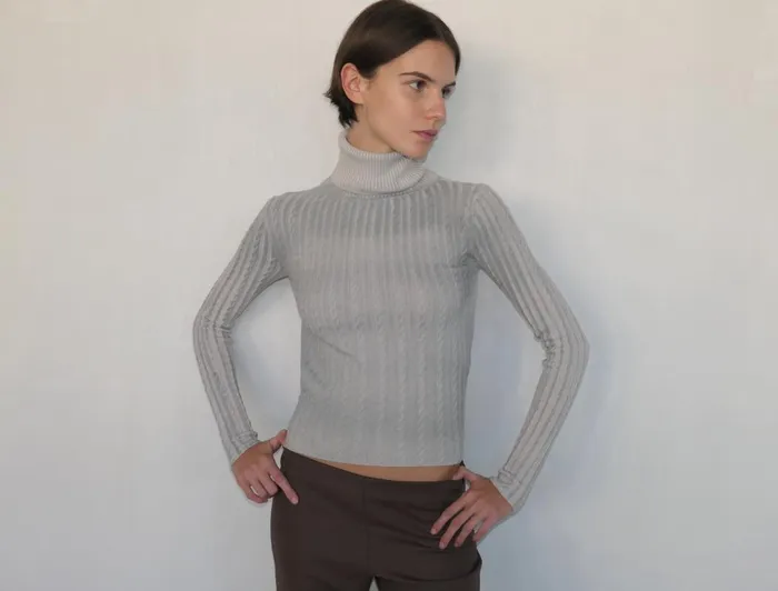 Paloma Wool RALFGrey Longsleeved Knitted Top With Draped Neck And Open Back Women Tops