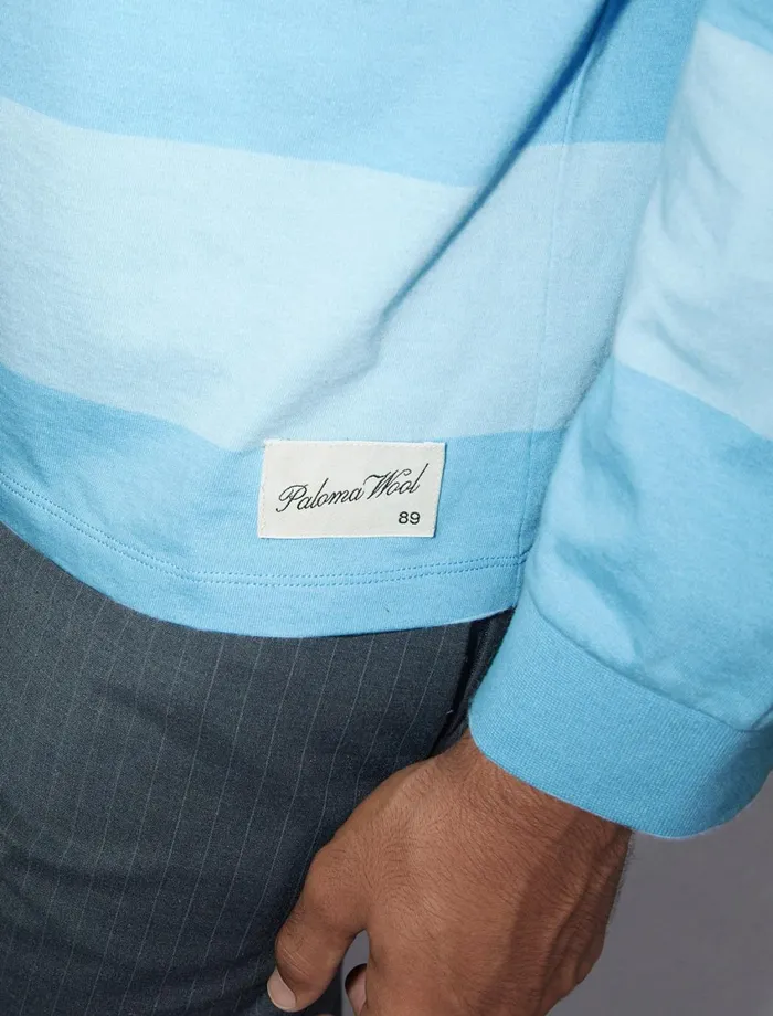 Paloma Wool SUSU BLight Blue Men039s Striped Rugby Polostyle Shirt Pwman 8211 US