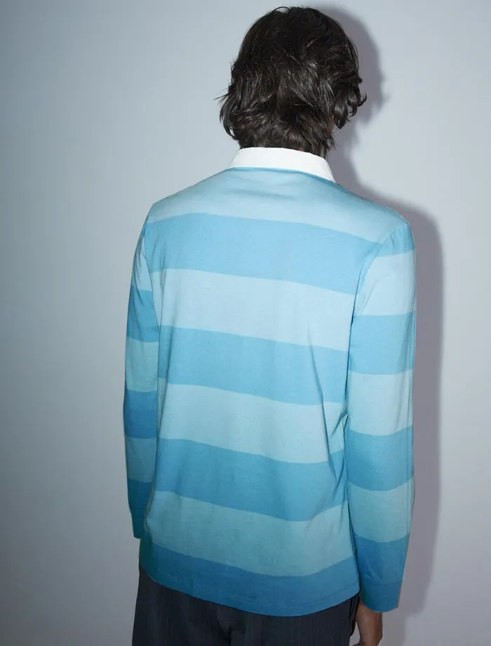 Paloma Wool SUSU BLight Blue Men039s Striped Rugby Polostyle Shirt Pwman 8211 US