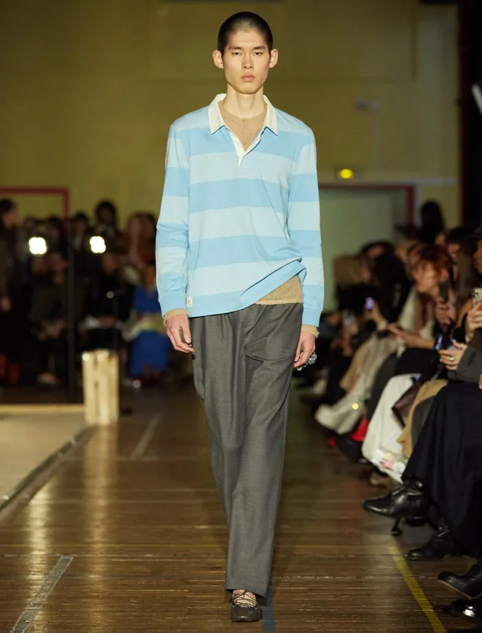 Paloma Wool SUSU BLight Blue Men039s Striped Rugby Polostyle Shirt Pwman 8211 US