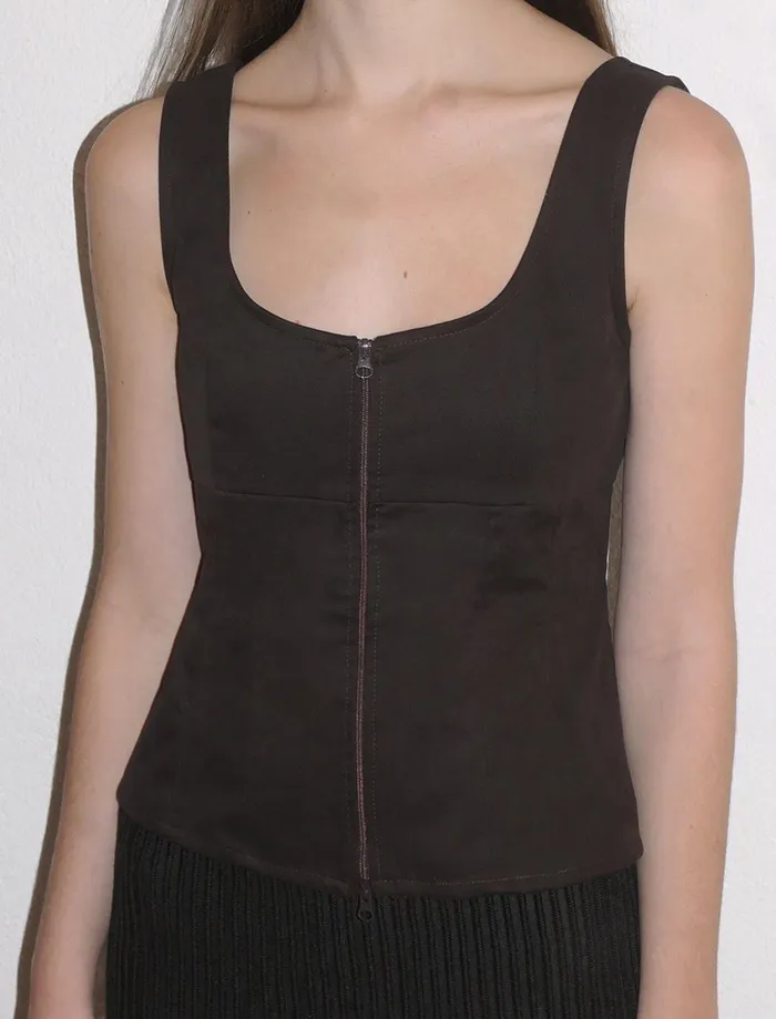 Paloma Wool TAURSSoft Open Neckline Corset With Zipper Opening Along The Chest Women Tops