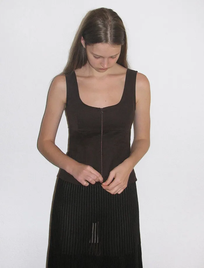 Paloma Wool TAURSSoft Open Neckline Corset With Zipper Opening Along The Chest Women Tops