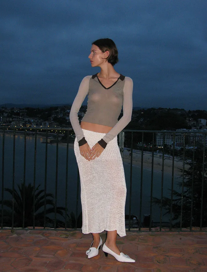 Paloma Wool TORRENTBODelicate Slightly Sheer Knitted Polo Women Tops