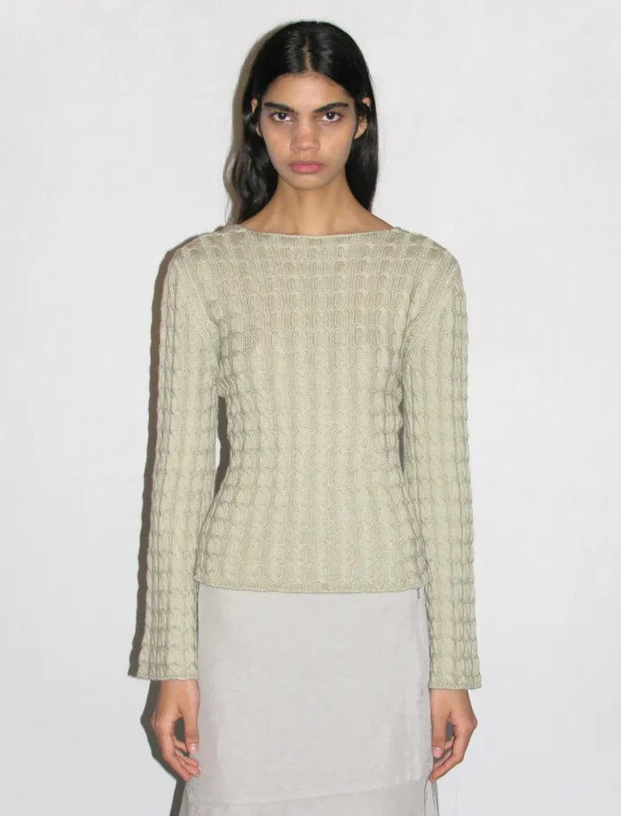 Paloma Wool VALERIALight Green Reversible Longsleeved Knitted Crosschest Top Women Tops