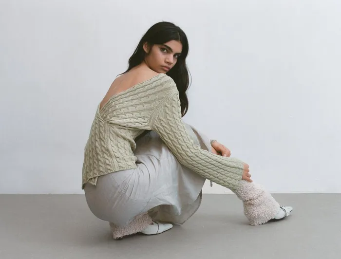 Paloma Wool VALERIALight Green Reversible Longsleeved Knitted Crosschest Top Women Tops