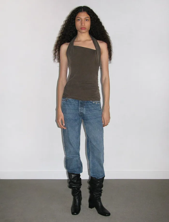 Paloma Wool VIVIANAsymmetric Cupro Halter Top With Draped Neckline Women Tops