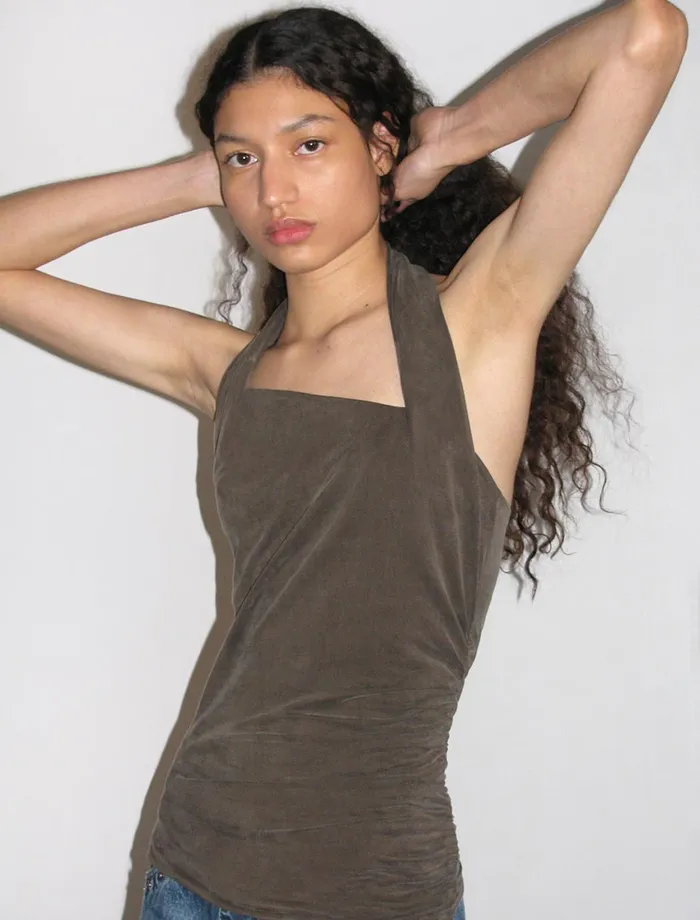 Paloma Wool VIVIANAsymmetric Cupro Halter Top With Draped Neckline Women Tops