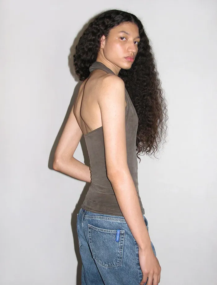 Paloma Wool VIVIANAsymmetric Cupro Halter Top With Draped Neckline Women Tops