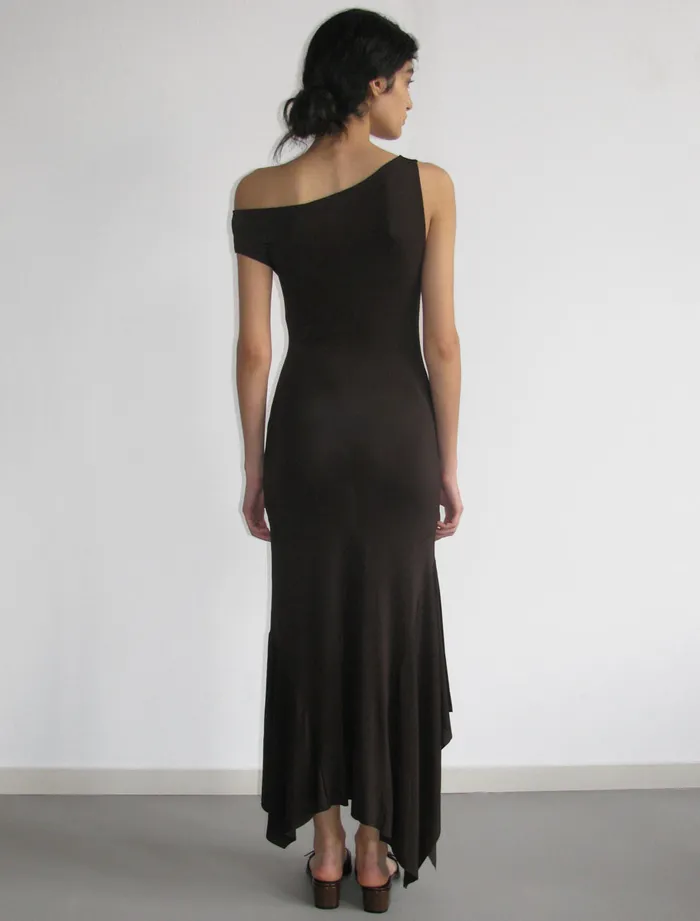 Paloma Wool YAUSIViscose Long Dress With Asymmetric Shoulders And Flared Bottom Women Dresses