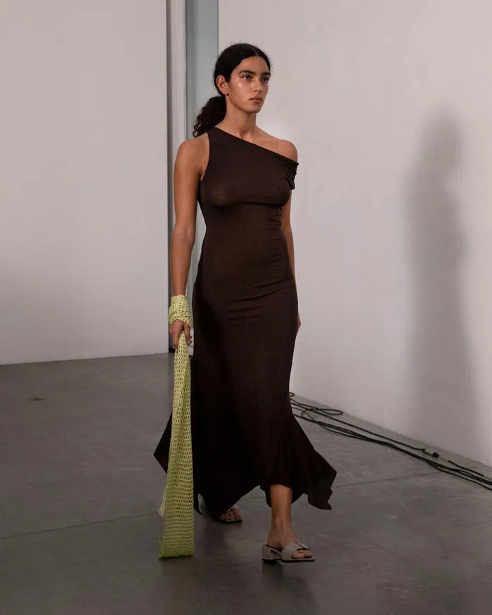 Paloma Wool YAUSIViscose Long Dress With Asymmetric Shoulders And Flared Bottom Women Dresses