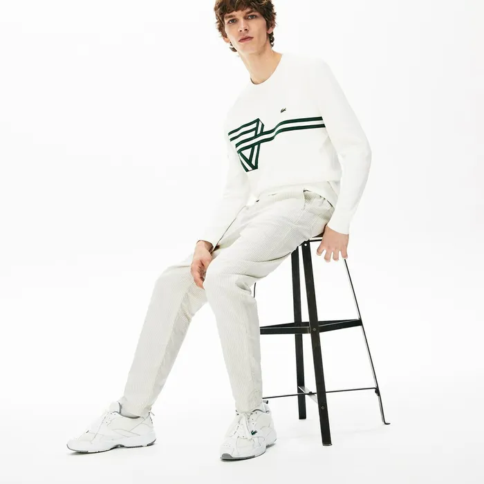 Pants and Shorts Lacoste Mens Fine Striped Cotton Linen Chinos WhiteDark Grey Shop Online Pants and Shorts Lacoste Mens Fine Striped Cotton Linen Chinos WhiteDark Grey Shop Online