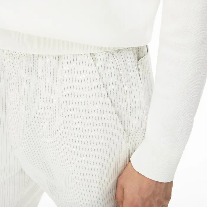 Pants and Shorts Lacoste Mens Fine Striped Cotton Linen Chinos WhiteDark Grey Shop Online