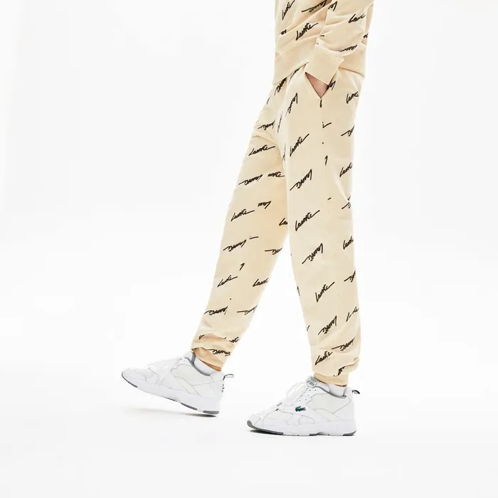 Pants and Shorts Lacoste Mens LIVE Cotton Fleece Sweatpants Beige Store