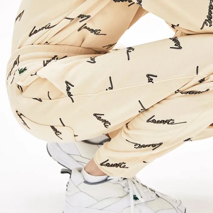 Pants and Shorts Lacoste Mens LIVE Cotton Fleece Sweatpants Beige Store