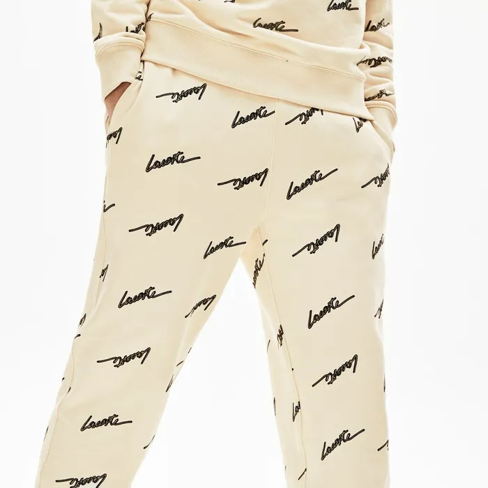 Pants and Shorts Lacoste Mens LIVE Cotton Fleece Sweatpants Beige Store