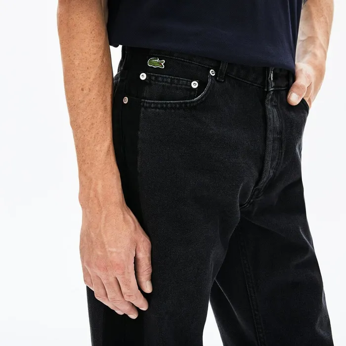 Pants and Shorts Lacoste Mens LIVE Straight Cut 5Pocket Cotton Jeans Black Store