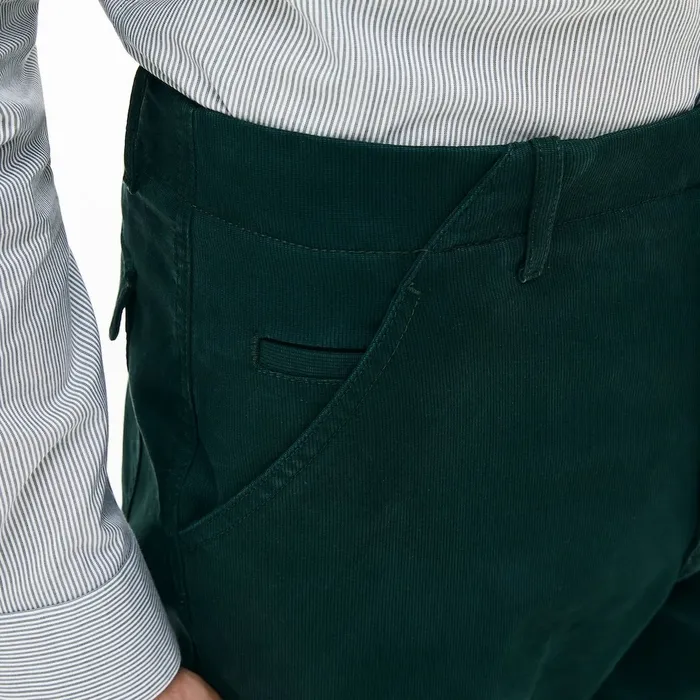 Pants and Shorts Lacoste Mens Loose Fit Textured Stretch Cotton Chinos Green Gift Ideas