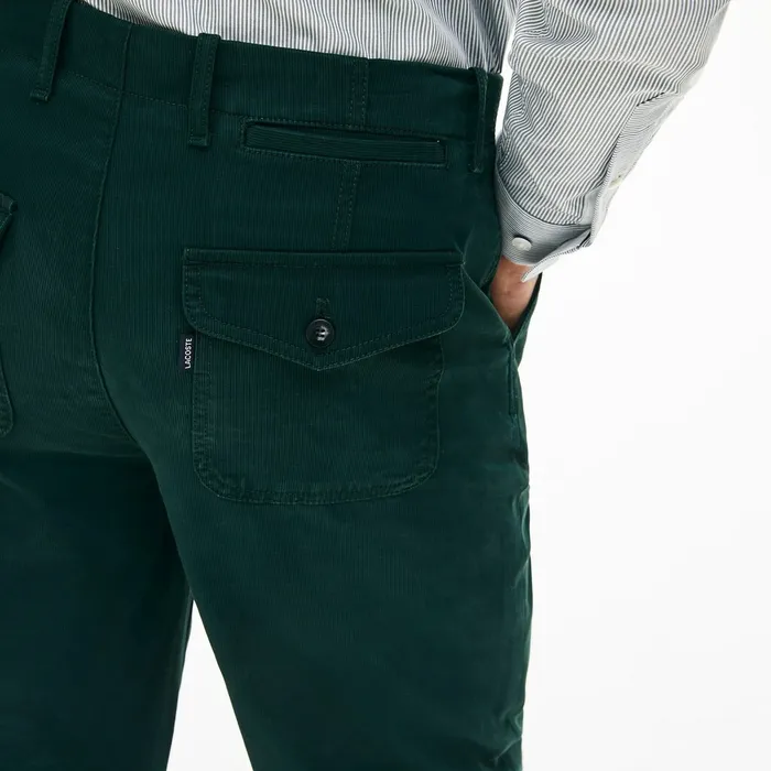 Pants and Shorts Lacoste Mens Loose Fit Textured Stretch Cotton Chinos Green Gift Ideas