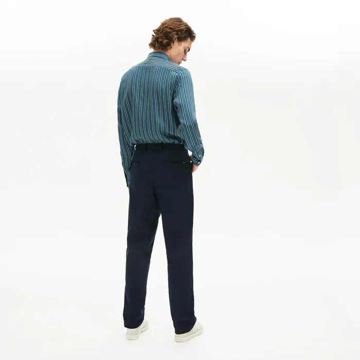 Pants and Shorts Lacoste Mens PleatFront Twill Chinos Navy Blue Near Me