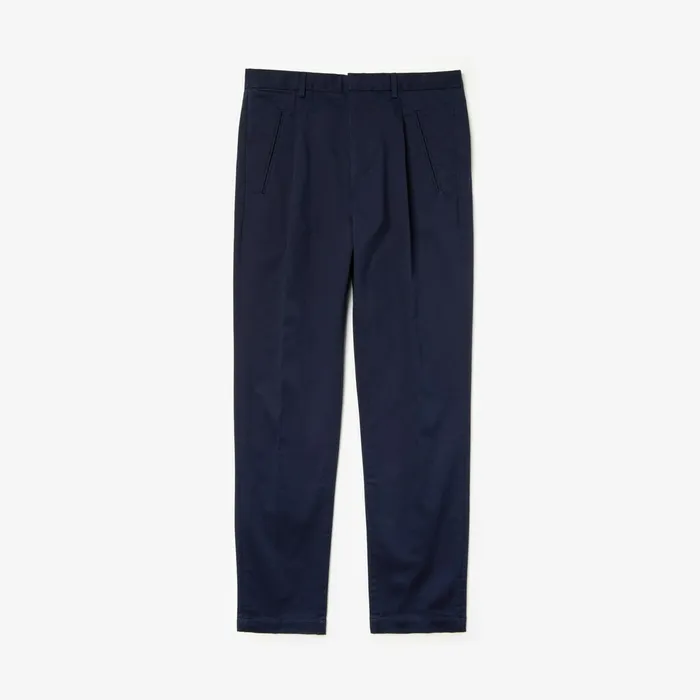 Pants and Shorts Lacoste Mens PleatFront Twill Chinos Navy Blue Near Me