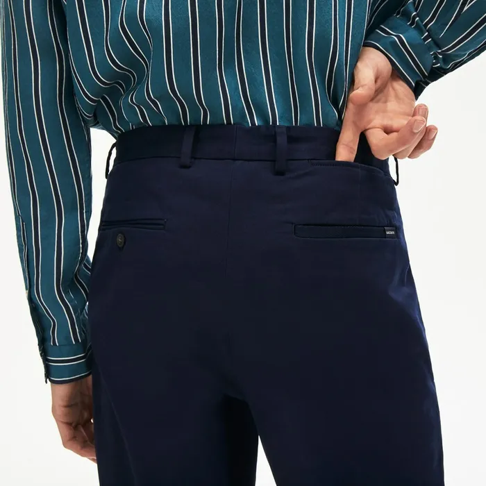 Pants and Shorts Lacoste Mens PleatFront Twill Chinos Navy Blue Near Me