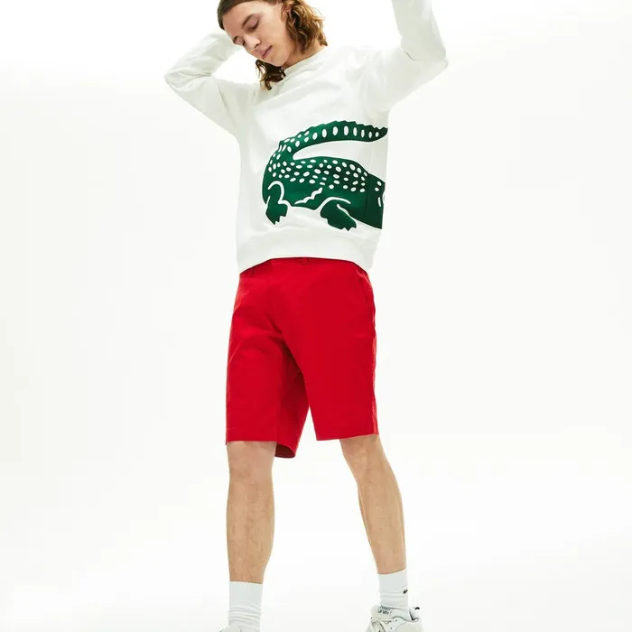 Pants and Shorts Lacoste Mens Slim Fit Stretch Gabardine Shorts Red Casaul
