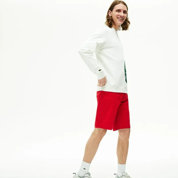 Pants and Shorts Lacoste Mens Slim Fit Stretch Gabardine Shorts Red Casaul