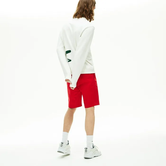 Pants and Shorts Lacoste Mens Slim Fit Stretch Gabardine Shorts Red Casaul