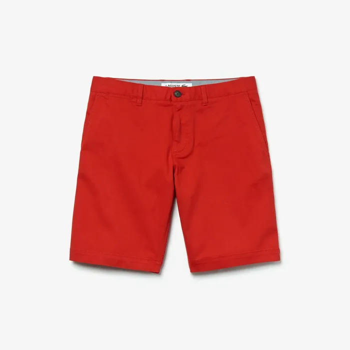 Pants and Shorts Lacoste Mens Slim Fit Stretch Gabardine Shorts Red Casaul