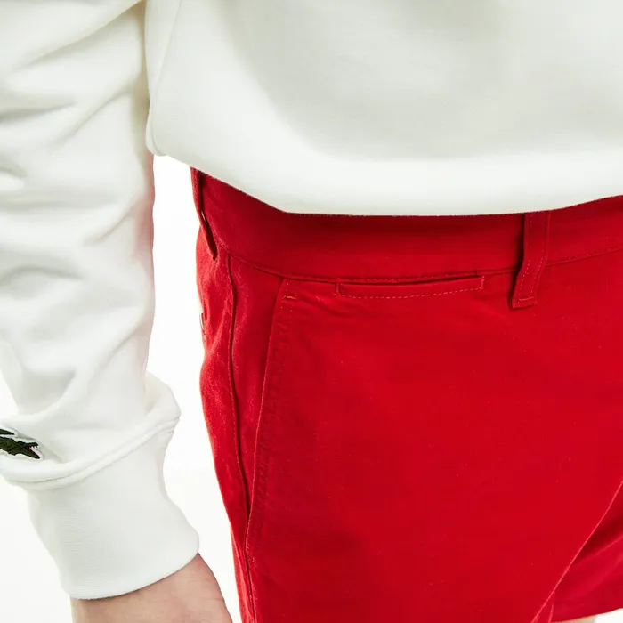 Pants and Shorts Lacoste Mens Slim Fit Stretch Gabardine Shorts Red Casaul