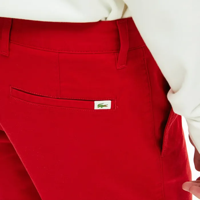 Pants and Shorts Lacoste Mens Slim Fit Stretch Gabardine Shorts Red Casaul
