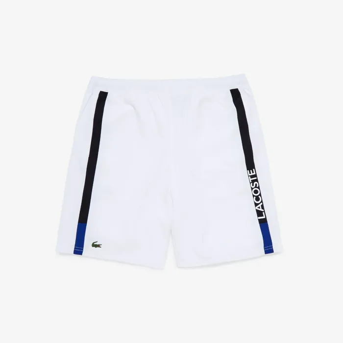 Pants and Shorts Lacoste Mens SPORT Branded Contrast Striped Light Shorts WhiteBlackBlue USA Pants and Shorts Lacoste Mens SPORT Branded Contrast Striped Light Shorts WhiteBlackBlue USA