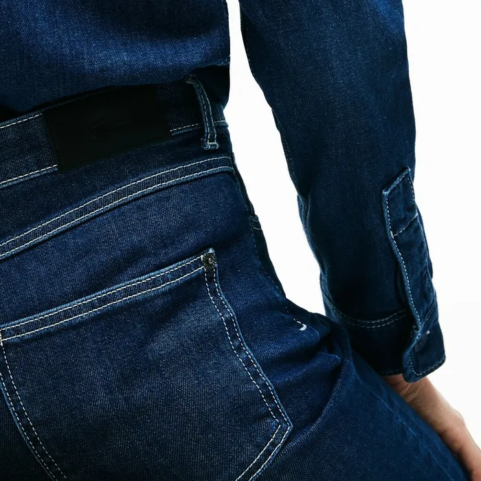 Pants and Shorts Lacoste Womens Regular Fit Stretch Cotton Denim Carrot Pants Blue Chine Gift Ideas