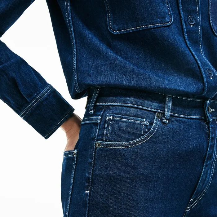 Pants and Shorts Lacoste Womens Regular Fit Stretch Cotton Denim Carrot Pants Blue Chine Gift Ideas