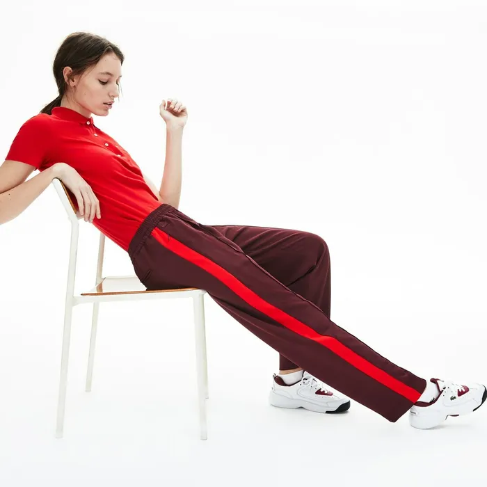 Pants and Shorts Lacoste Womens SideStripe Track Pants BordeauxRed Outlet