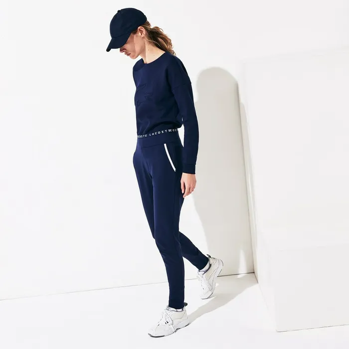 Pants and Shorts Lacoste Womens SPORT LogoWaist Tennis Track Pants Navy BlueWhiteNavy Blue USA