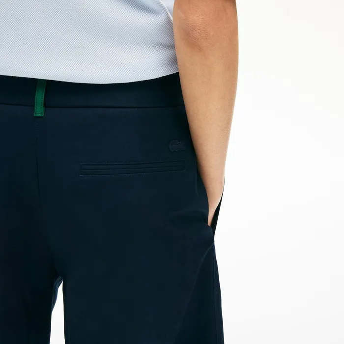 Pants and Shorts Lacoste Womens Wide Cropped Cotton Pants Navy Blue Near Me