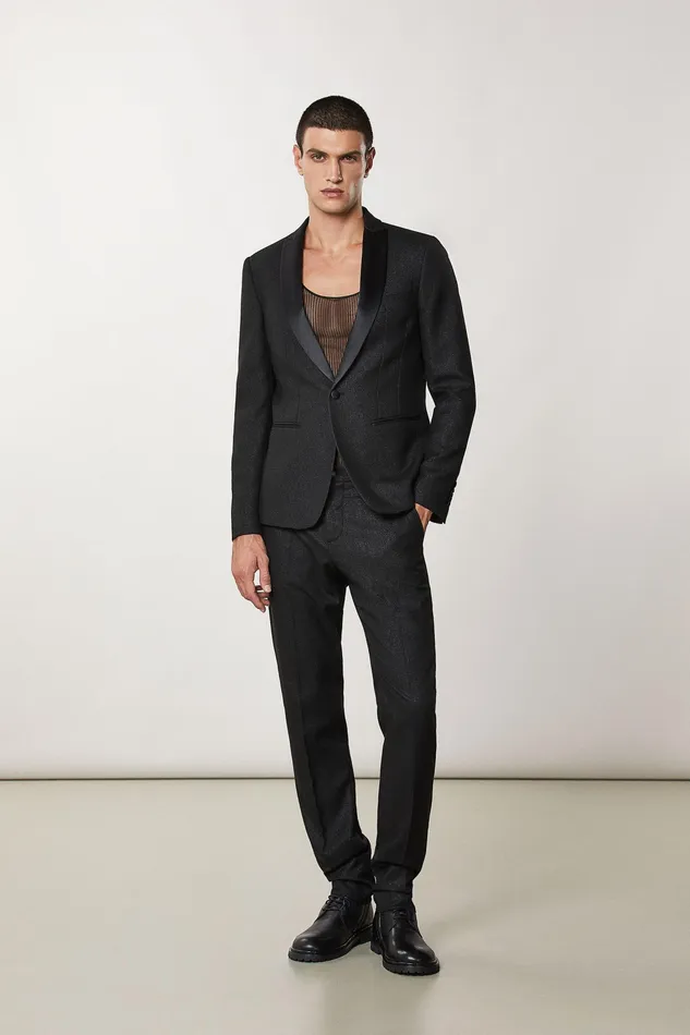 Pants Men Patrizia Pepe Classic Slim Fit Pants Shiny Black
