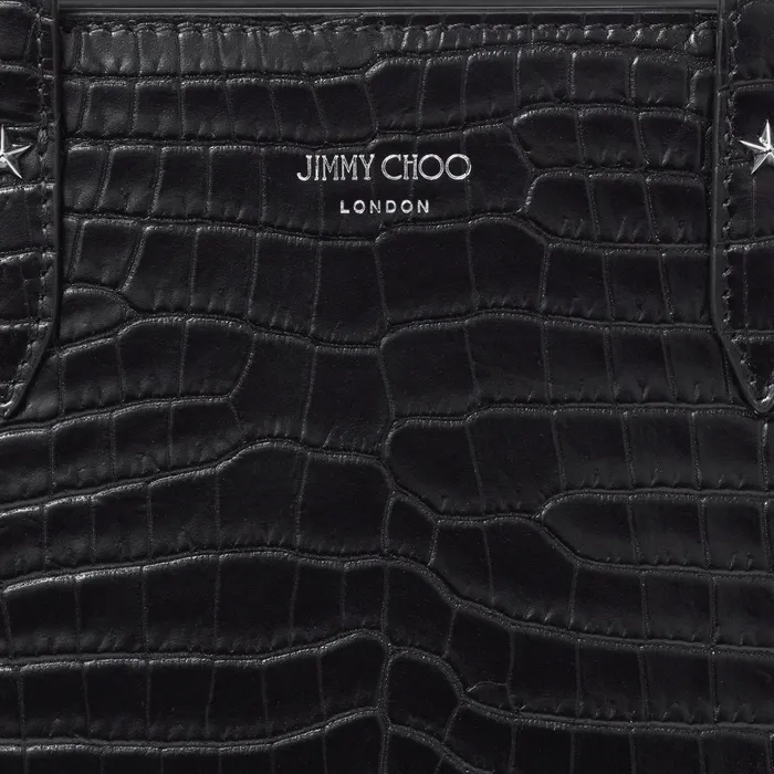 Pegasi N S Black CrocEmbossed Leather Tote Bag Black Women JIMMY CHOO Totes and Hobo Bags