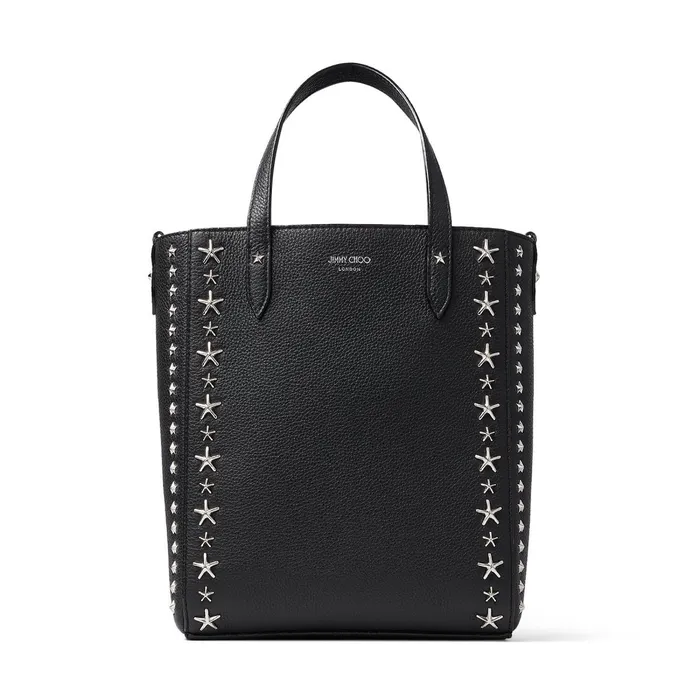 Pegasi N S Black Soft Grainy Calf Leather Tote Bag With Stars Blacksilver Women JIMMY CHOO Totes and Hobo Bags Pegasi N S Black Soft Grainy Calf Leather Tote Bag With Stars Blacksilver Women JIMMY CHOO Totes and Hobo Bags