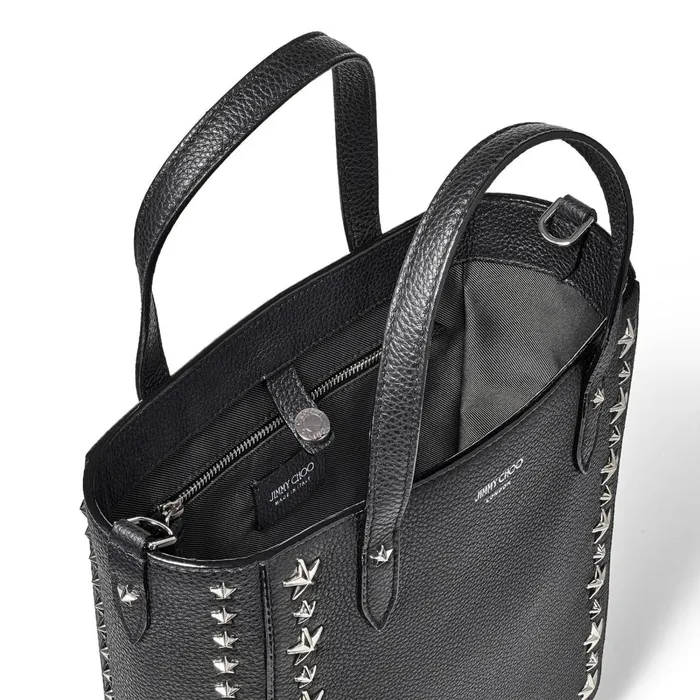 Pegasi N S Black Soft Grainy Calf Leather Tote Bag With Stars Blacksilver Women JIMMY CHOO Totes and Hobo Bags