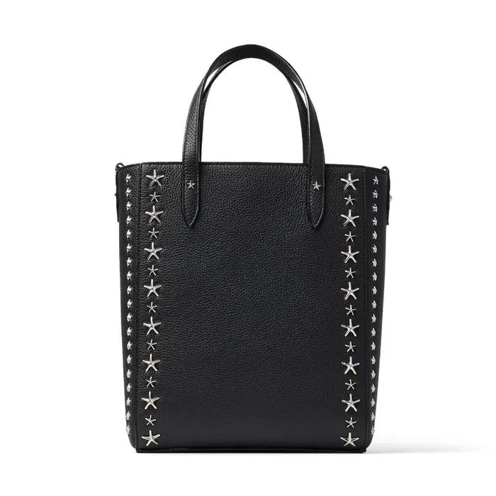 Pegasi N S Black Soft Grainy Calf Leather Tote Bag With Stars Blacksilver Women JIMMY CHOO Totes and Hobo Bags