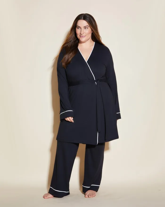 Pj Sets Women Cosabella Bella 3 Piece Set With Robe Blackivory