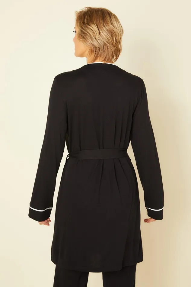 Pj Sets Women Cosabella Bella 3 Piece Set With Robe Blackivory