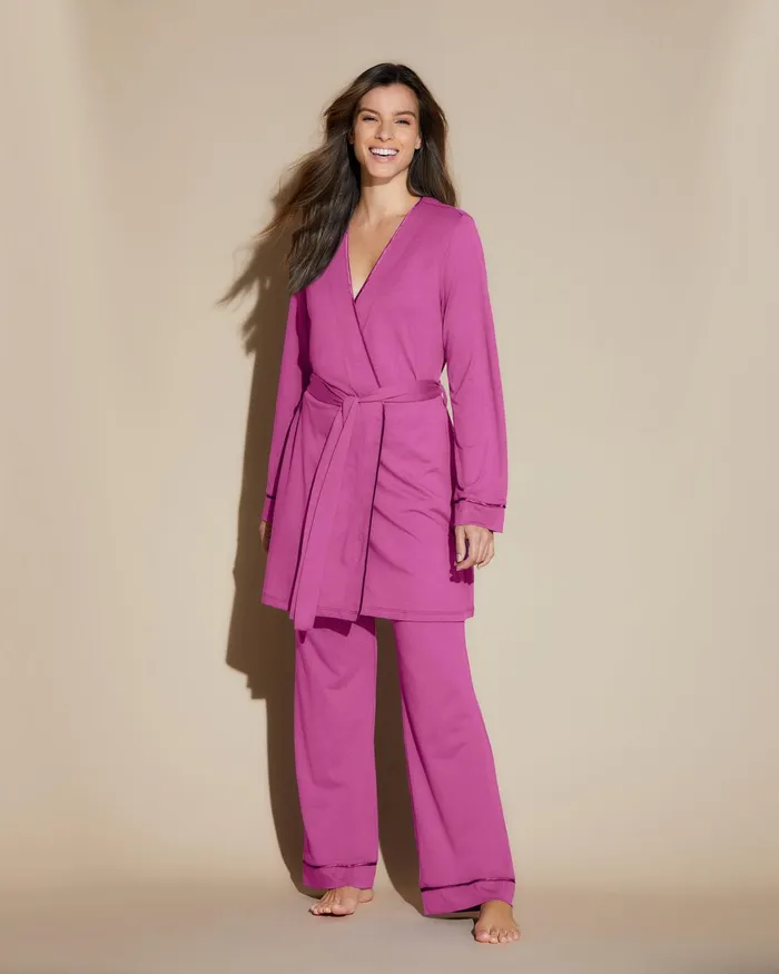 Pj Sets Women Cosabella Bella 3 Piece Set With Robe Cape Fuchsiafiore